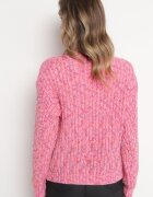 j&x Cardigan roz cu nasturi și borduri reiate Aigo