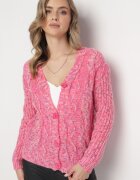 j&x Cardigan roz cu nasturi și borduri reiate Aigo