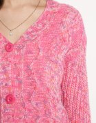 j&x Cardigan roz cu nasturi și borduri reiate Aigo