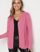 j&x Cardigan Roz închis din Bumbac cu Buzunare și Reliefuri Mevalee