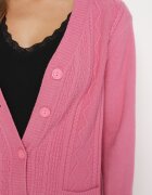 j&x Cardigan Roz închis din Bumbac cu Buzunare și Reliefuri Mevalee