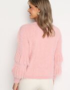 j&x Cardigan Roz Pufoș Clasic cu Lână și Ciucuri Încheiat cu nasturi Mavessa