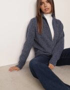 j&x Cardigan simplu cu fermoar cu guler tip tunică din tricot cu lână și bumbac Corraine Albastru