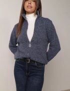 j&x Cardigan simplu cu fermoar cu guler tip tunică din tricot cu lână și bumbac Corraine Albastru