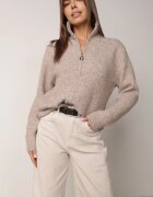 j&x Cardigan simplu cu fermoar cu guler tip tunică din tricot cu lână și bumbac Corraine Bej