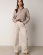 j&x Cardigan simplu cu fermoar cu guler tip tunică din tricot cu lână și bumbac Corraine Bej