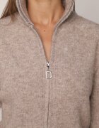 j&x Cardigan simplu cu fermoar cu guler tip tunică din tricot cu lână și bumbac Corraine Bej