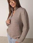 j&x Cardigan simplu cu fermoar cu guler tip tunică din tricot cu lână și bumbac Corraine Bej închis