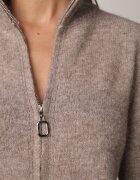 j&x Cardigan simplu cu fermoar cu guler tip tunică din tricot cu lână și bumbac Corraine Bej închis