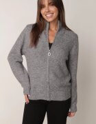 j&x Cardigan simplu cu fermoar cu guler tip tunică din tricot cu lână și bumbac Corraine Gri