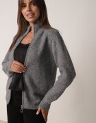 j&x Cardigan simplu cu fermoar cu guler tip tunică din tricot cu lână și bumbac Corraine Gri