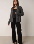 j&x Cardigan simplu cu fermoar cu guler tip tunică din tricot cu lână și bumbac Corraine Gri închis