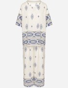 j&x Compleu Bej-Albastru de vâscoză în stil Boho cu Pantaloni largi și Bluză T-shirt Sarilorae