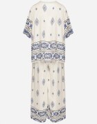 j&x Compleu Bej-Albastru de vâscoză în stil Boho cu Pantaloni largi și Bluză T-shirt Sarilorae