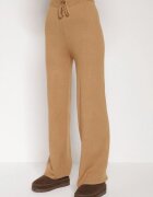 j&x Compleu Bej Clasic Tricotat cu Vâscoză Pantaloni Largi și Pulover pe Gât Reillena