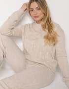 j&x Compleu Bej deschis cu Lână și Bumbac Pulover cu Textură și Pantaloni Largi Reinettia