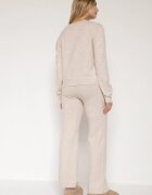 j&x Compleu Bej deschis cu Lână și Bumbac Pulover cu Textură și Pantaloni Largi Reinettia