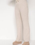 j&x Compleu Bej deschis cu Lână și Bumbac Pulover cu Textură și Pantaloni Largi Reinettia