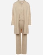 j&x Compleu Bej Deschis din Tricot cu Lână Pantaloni Cardigan și Vestă cu Nasturi Meviseffa