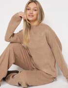 j&x Compleu Bej închis Tricotat cu Lână Pantaloni și Pulover Tesira