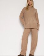 j&x Compleu Bej închis Tricotat cu Lână Pantaloni și Pulover Tesira