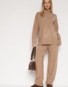 j&x Compleu Bej închis Tricotat cu Lână Pantaloni și Pulover Tesira