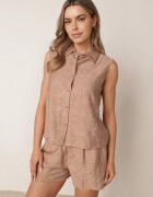 j&x Compleu brodat din viscoză cămașă fără mâneci și pantaloni scurți Samethe Maro