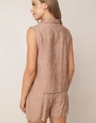 j&x Compleu brodat din viscoză cămașă fără mâneci și pantaloni scurți Samethe Maro
