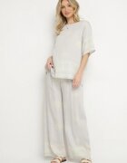j&x Compleu Gri deschis din Vâscoză în Stil Rustic Bluză și Pantaloni Largi Ronilae