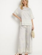 j&x Compleu Gri deschis din Vâscoză în Stil Rustic Bluză și Pantaloni Largi Ronilae