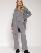j&x Compleu Gri din Tricot cu Lână Pantaloni Cardigan și Vestă cu Nasturi Meviseffa