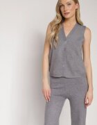j&x Compleu Gri din Tricot cu Lână Pantaloni Cardigan și Vestă cu Nasturi Meviseffa