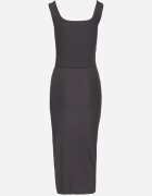 j&x Compleu Gri din Tricot Reiat Top cu Bretele Late și Fustă cu Șliț Lateral Uola