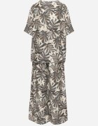 j&x Compleu Gri din Viscoză cu Imprimeu Floral Pantaloni Largi și Tricou Evianira