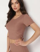 j&x Compleu Maro cu bumbac Bluză și Fustă cu elastic Lunakira