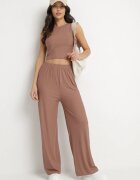 j&x Compleu Maro Reiat Top mulat și Pantaloni largi Miresia