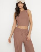 j&x Compleu Maro Reiat Top mulat și Pantaloni largi Miresia