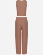 j&x Compleu Maro Reiat Top mulat și Pantaloni largi Miresia
