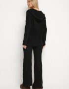 j&x Compleu Negru Tricotat cu Lână Bluză cu glugă și Pantaloni largi Otisela