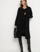 j&x Compleu Negru Tricotat cu Lână Cardigan Lung și Rochie cu Dungi Falandrea