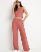 j&x Compleu reiat roz închis Top mulat și Pantaloni cu croi larg Miresia