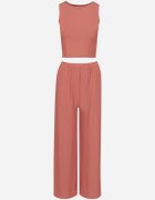 j&x Compleu reiat roz închis Top mulat și Pantaloni cu croi larg Miresia
