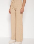 j&x Compleu Tricotat Bej cu Bumbac și Lână Pantaloni și Pulover Împletit Errela