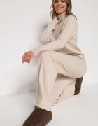 j&x Compleu tricotat bej deschis cu Lână și Bumbac Pantaloni și Pulover cu guler înalt Errele
