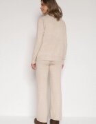 j&x Compleu tricotat bej deschis cu Lână și Bumbac Pantaloni și Pulover cu guler înalt Errele