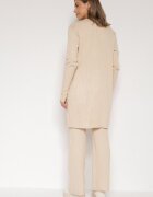 j&x Compleu tricotat bej deschis din bumbac pantaloni vestă și cardigan lung Meviravia
