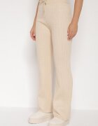j&x Compleu tricotat bej deschis din bumbac pantaloni vestă și cardigan lung Meviravia