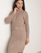 j&x Compleu tricotat bej închis cu lână și bumbac maletă și rochie mulată Reilaia
