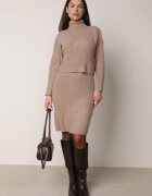 j&x Compleu tricotat bej închis cu lână și bumbac maletă și rochie mulată Reilaia