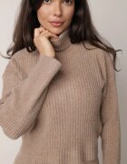j&x Compleu tricotat bej închis cu lână și bumbac maletă și rochie mulată Reilaia